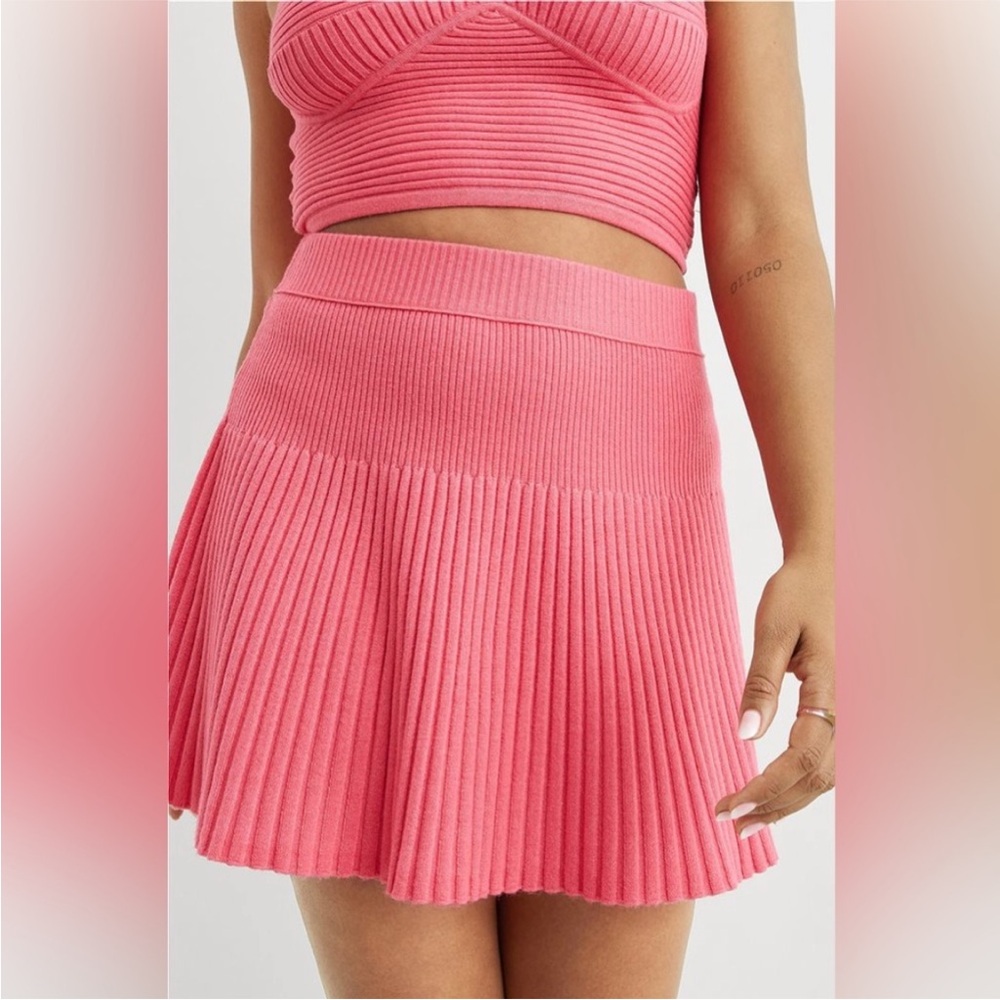 Aerie Take Charge Wool Blend Pleated Sweater Skirt NWT